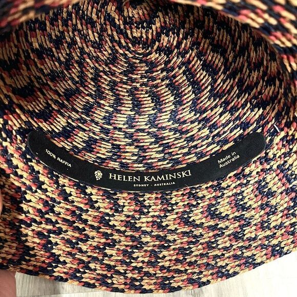 Helen Kaminski Australia Provence Red, Blue and Tan Raffia Sun Hat NWT‎ main image 4